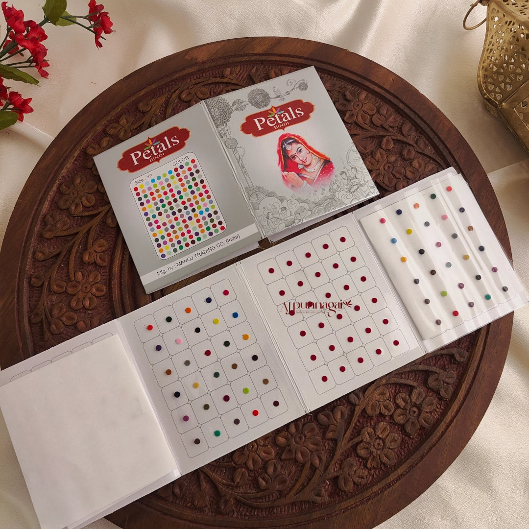 Petals Mixed Colour Round Bindi Sheet - Size 10