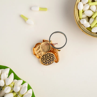 Gold Look Alike Elephant Magnetic Brooch - Blue