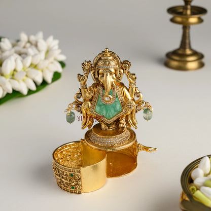 Royal Look Ganesha Kumkum Box - Pastel Blue