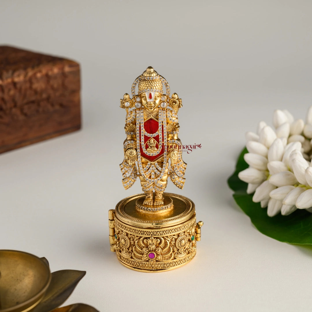 Tirupathi Balaji Kumkum Box - Red