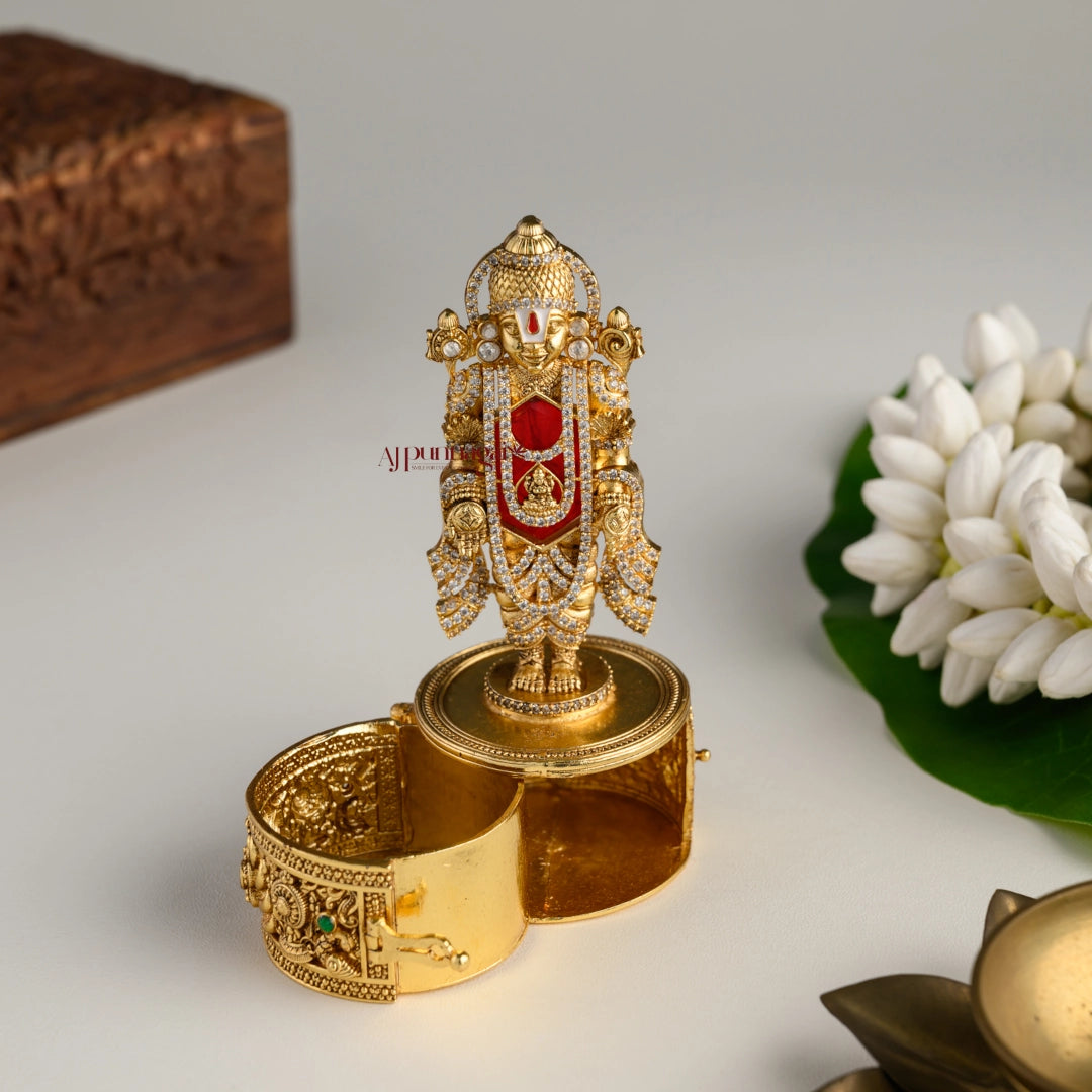 Tirupathi Balaji Kumkum Box - Red