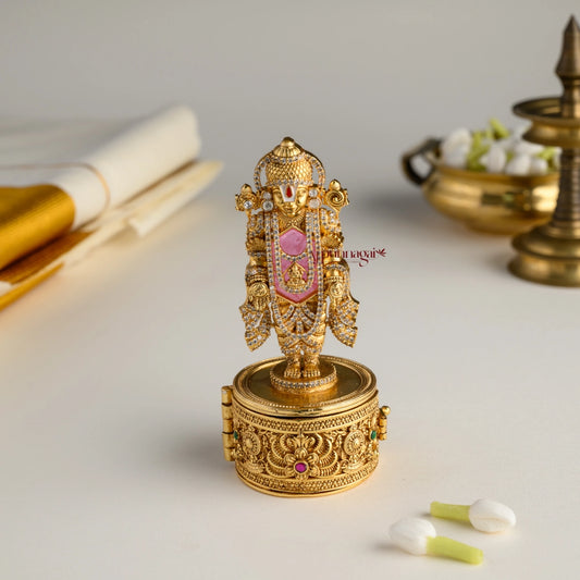 Tirupathi Balaji Kumkum Box - Pastel Pink