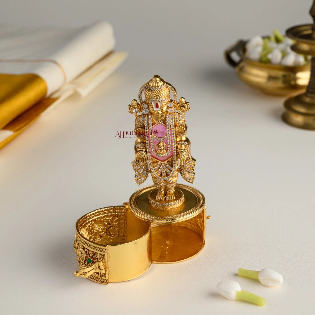 Tirupathi Balaji Kumkum Box - Pastel Pink