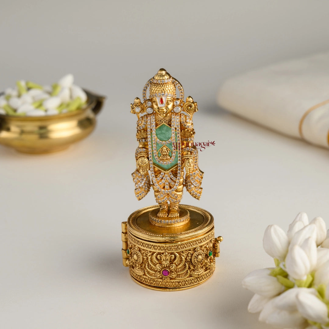 Tirupathi Balaji Kumkum Box - Pastel Blue