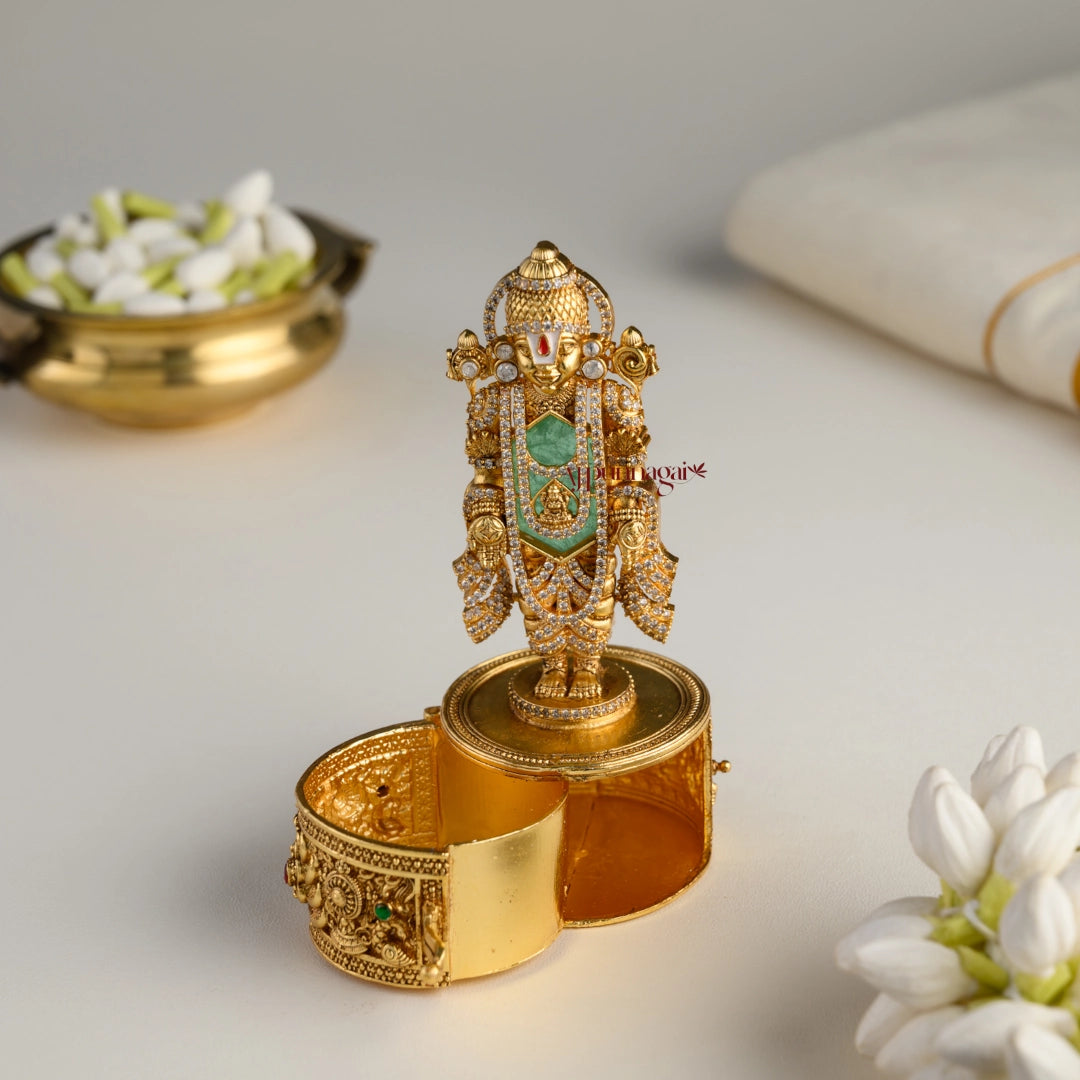 Tirupathi Balaji Kumkum Box - Pastel Blue
