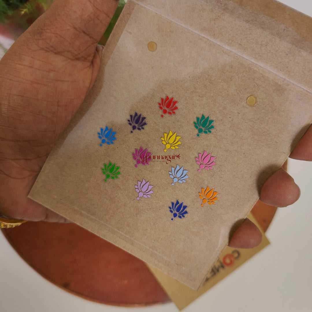 Multi Colour Lotus Comet Bindi Sheet