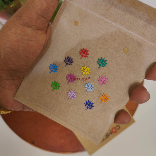 Multi Colour Lotus Comet Bindi Sheet